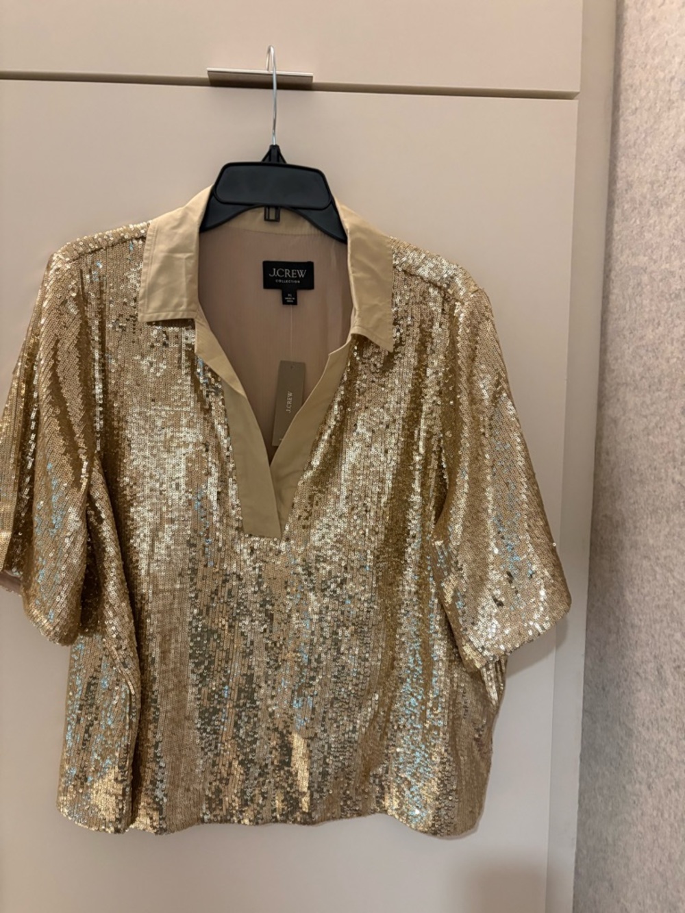 J. Crew Collection Sequin V-Neck Blouse. Size XL. New with tags.